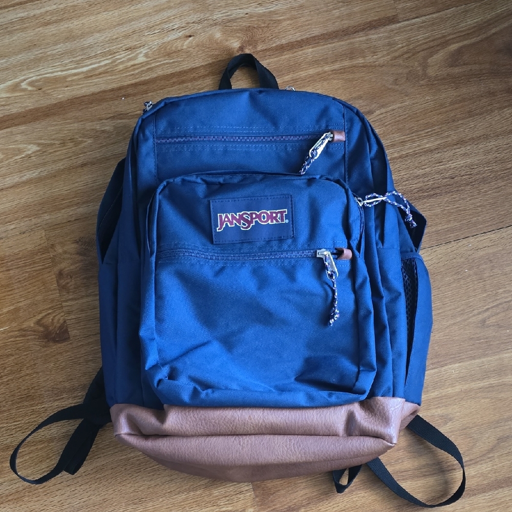 Jansport Navy Backpack with Brown Base
